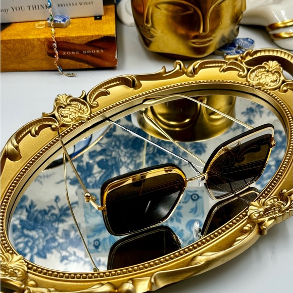 🆕 ALEXANDER MCQUEEN 🧿 NWOT AM0222SK 002 Gold Wire Rim & Silver Metal Sunglass - Picture 10 of 15